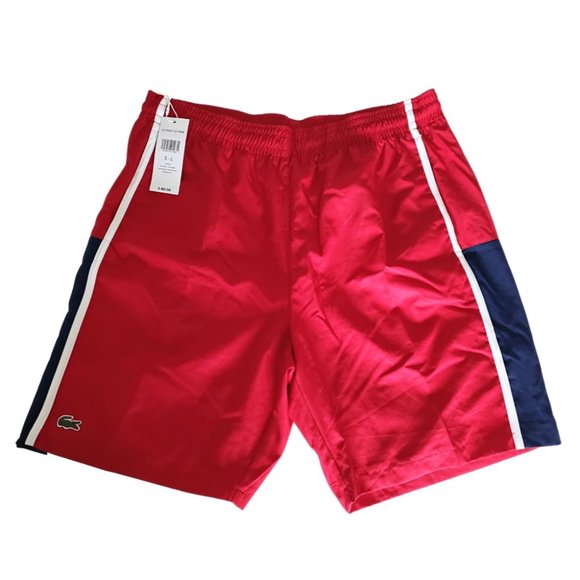 Lacoste Men's Shorts Size Large-5 Sport Colorblock Panels Lightweight Red NWT - Picture 2 of 6